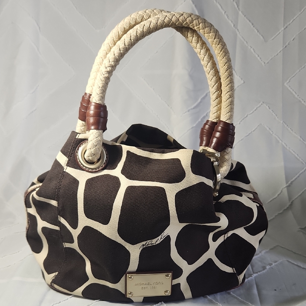 Michael Kors Giraffe Print Shoulder Bag with Rope Handles